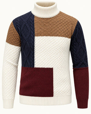 Men's Colourblock Long Sleeve High Neck Jumper in Multicolor - principal