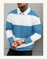 Men's Long Sleeve Polo Shirt in Baby Blue - original-tratada