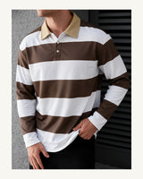 Men's Long Sleeve Polo Shirt in Brown 2 - original-tratada