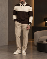 Men's Long Sleeve Polo Shirt in Brown - look-completo