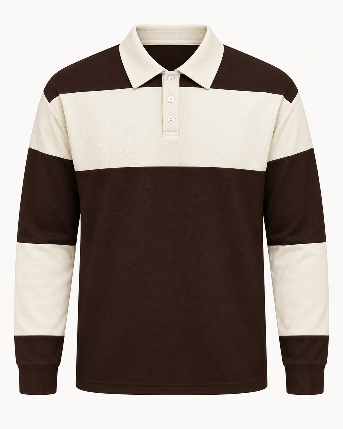 Men's Long Sleeve Polo Shirt in Brown - principal