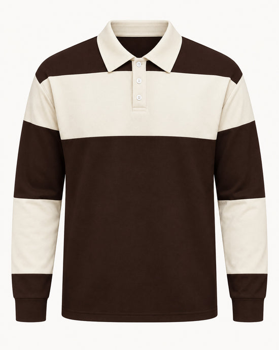 Men's Long Sleeve Polo Shirt in Brown - principal