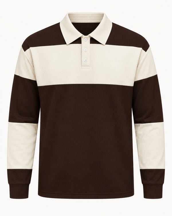 Men's Long Sleeve Polo Shirt in Brown - principal