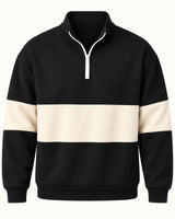 Men's Colourblock Long Sleeve Polo Shirt in Black - principal