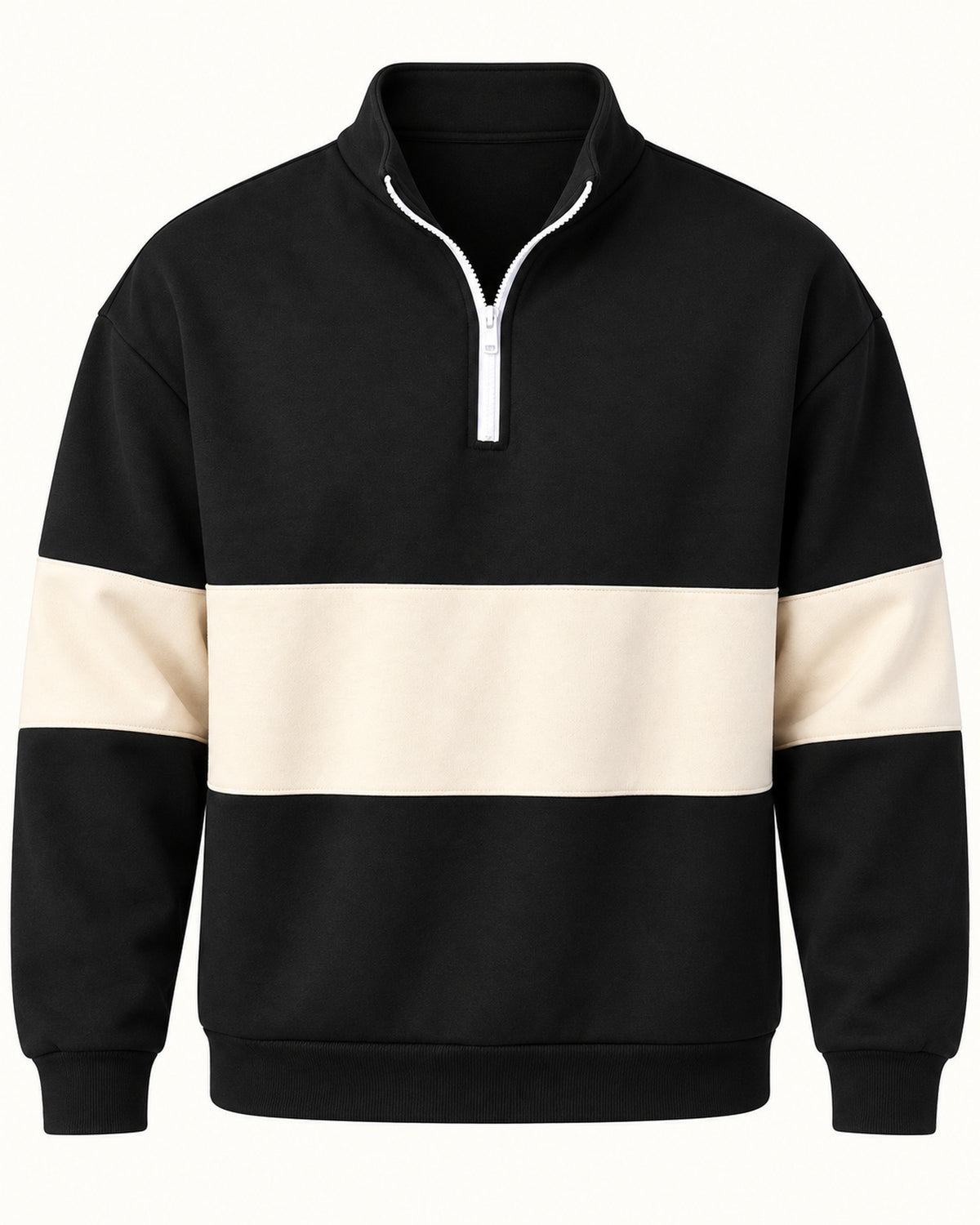 Men's Colourblock Long Sleeve Polo Shirt in Black - principal