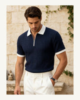 Men's Short Sleeve Polo Shirt in Navy Blue - original-tratada