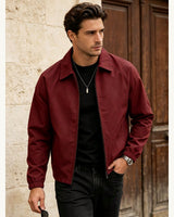Men's Lightweight Collared Jacket in Burgundy - original-tratada