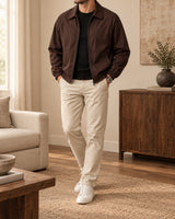 Men's Lightweight Collared Jacket in Coffee Brown - look-completo