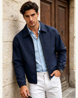Men's Lightweight Collared Jacket in Navy Blue - original-tratada