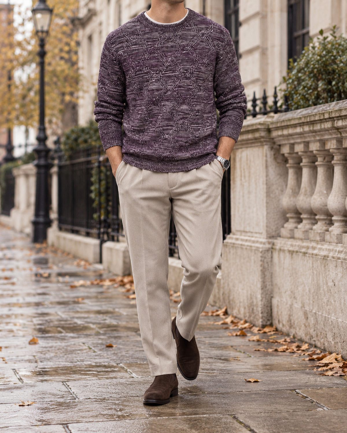Men's Long Sleeve Crew Neck Jumper in Multicolor - editorial