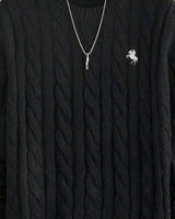 Men's Long Sleeve Jumper in Black - detalhe