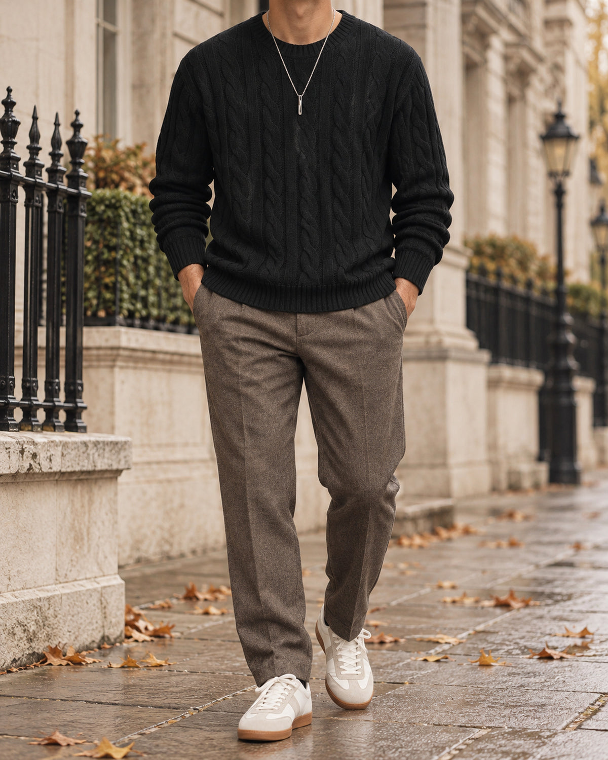 Men's Long Sleeve Jumper in Black - editorial