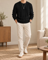 Men's Long Sleeve Jumper in Black - look-completo