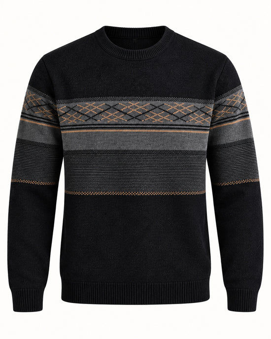 Men's Long Sleeve Crew Neck Jumper in Black - principal