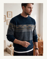 Men's Long Sleeve Crew Neck Jumper in Blue - original-tratada