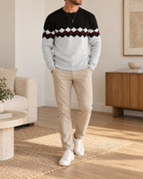 Men's Long Sleeve Crew Neck Jumper in Light Grey - look-completo