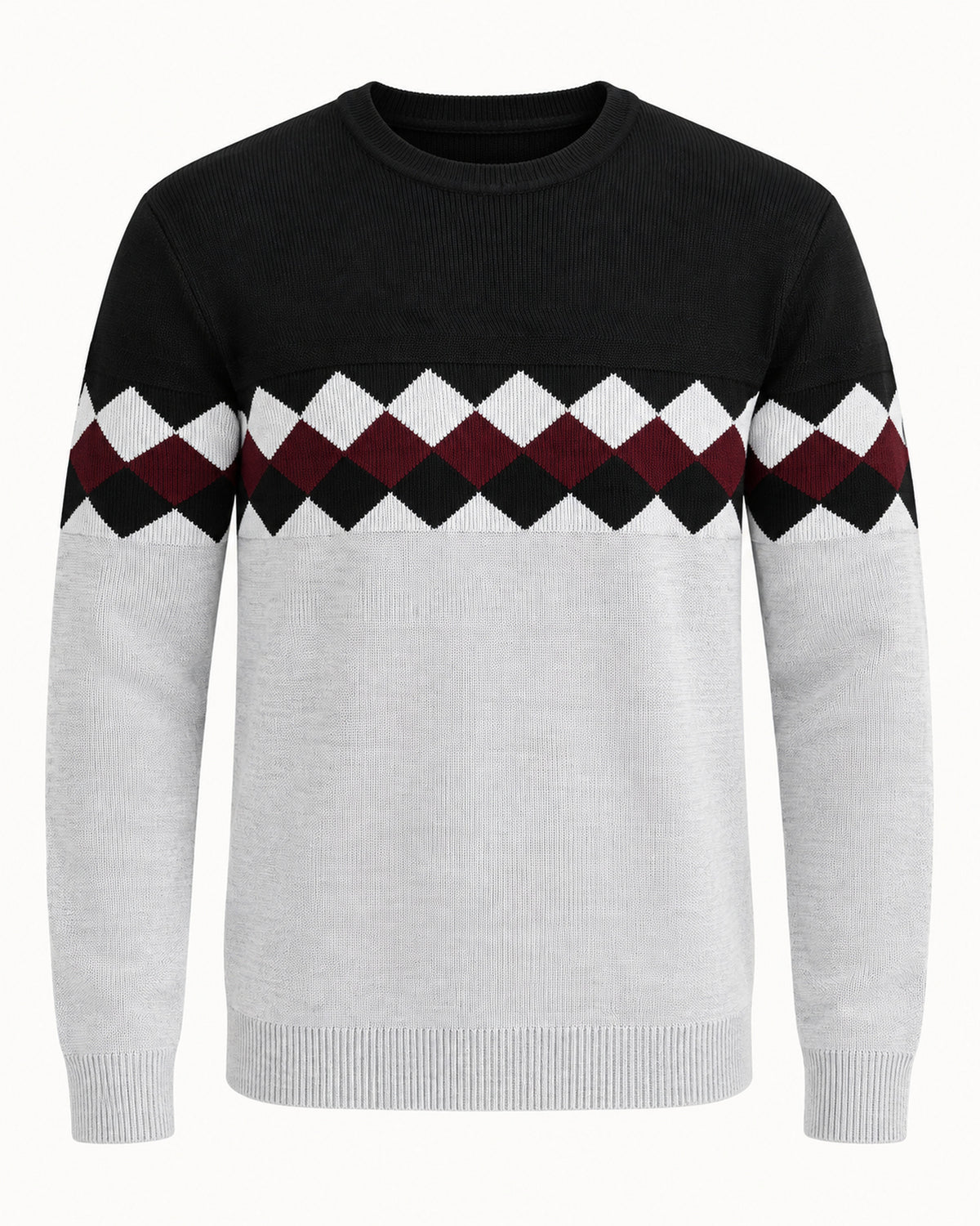Men's Long Sleeve Crew Neck Jumper in Light Grey - principal