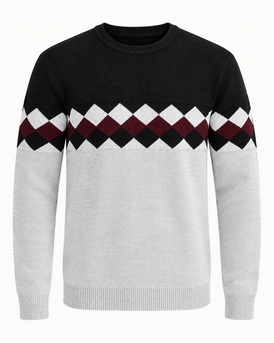 Men's Long Sleeve Crew Neck Jumper in Light Grey - principal