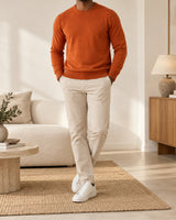 Men's Long Sleeve Crew Neck Jumper in Orange - look-completo