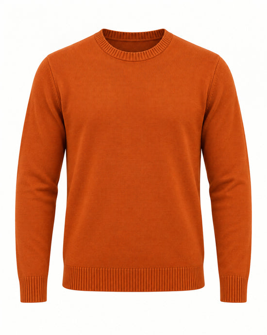 Men's Long Sleeve Crew Neck Jumper in Orange - principal