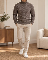 Men's Long Sleeve Jumper in Coffee Brown - look-completo