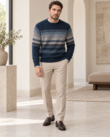 Men's Long Sleeve High Neck Jumper in Navy Blue - look-completo