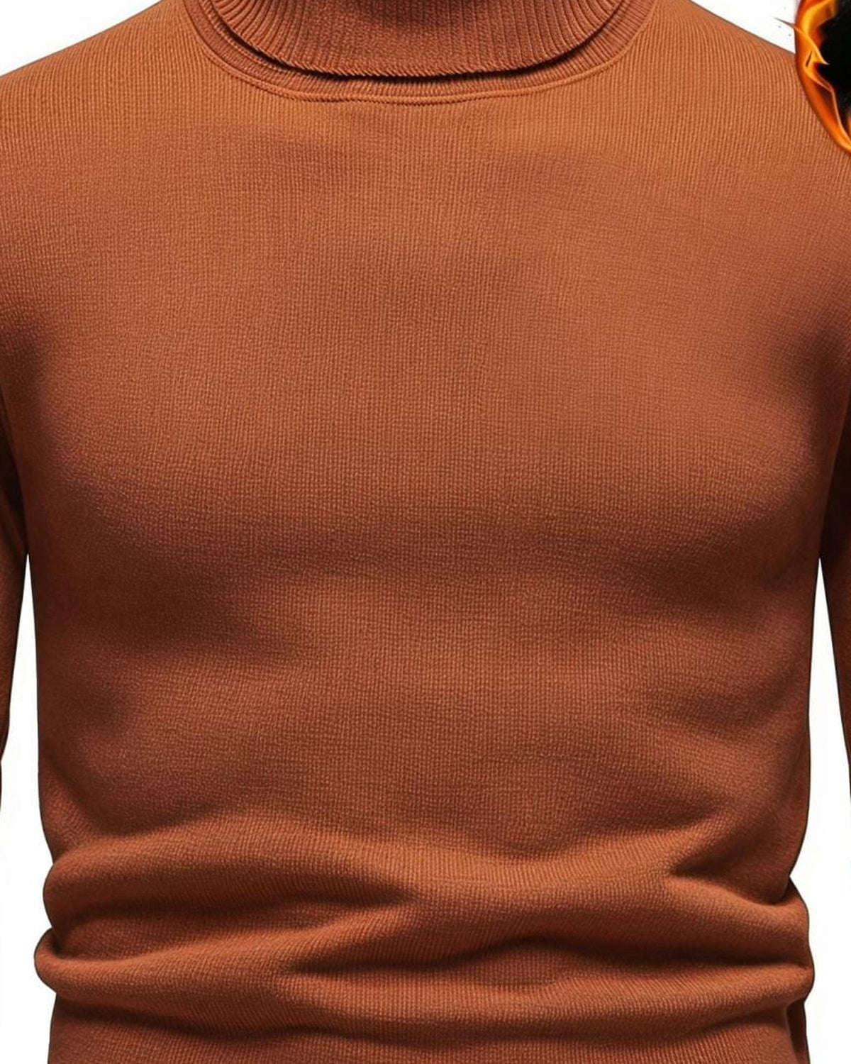 Men's Long Sleeve Jumper in Rust Brown - detalhe