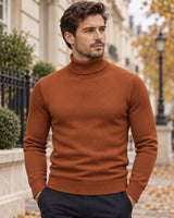 Men's Long Sleeve Jumper in Rust Brown - editorial