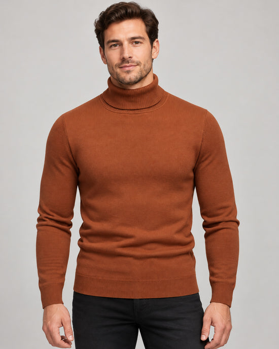 Men's Long Sleeve Jumper in Rust Brown - principal