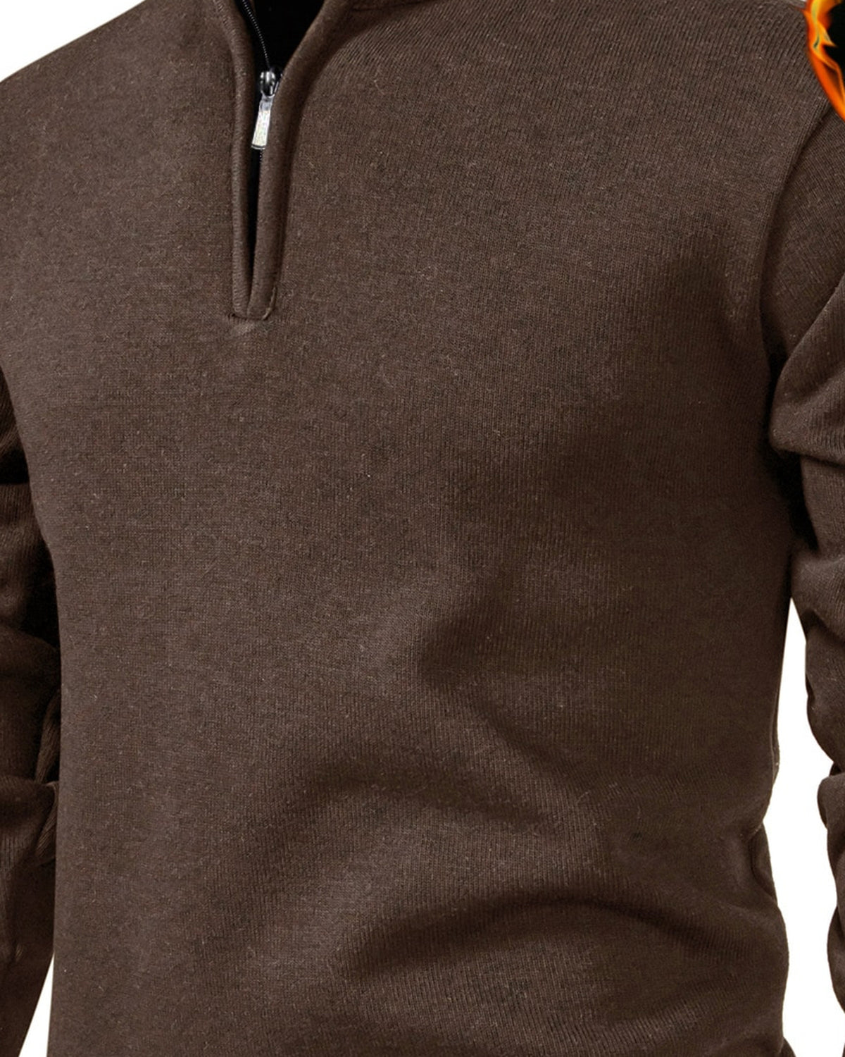 Men's Long Sleeve Jumper - Coffee Brown in Coffee Brown - detalhe
