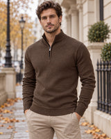Men's Long Sleeve Jumper - Coffee Brown in Coffee Brown - editorial