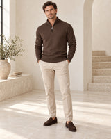 Men's Long Sleeve Jumper - Coffee Brown in Coffee Brown - look-completo