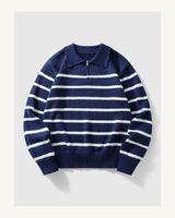 Men's Long Sleeve Jumper - Coffee Brown in Navy Blue 2 - original-tratada
