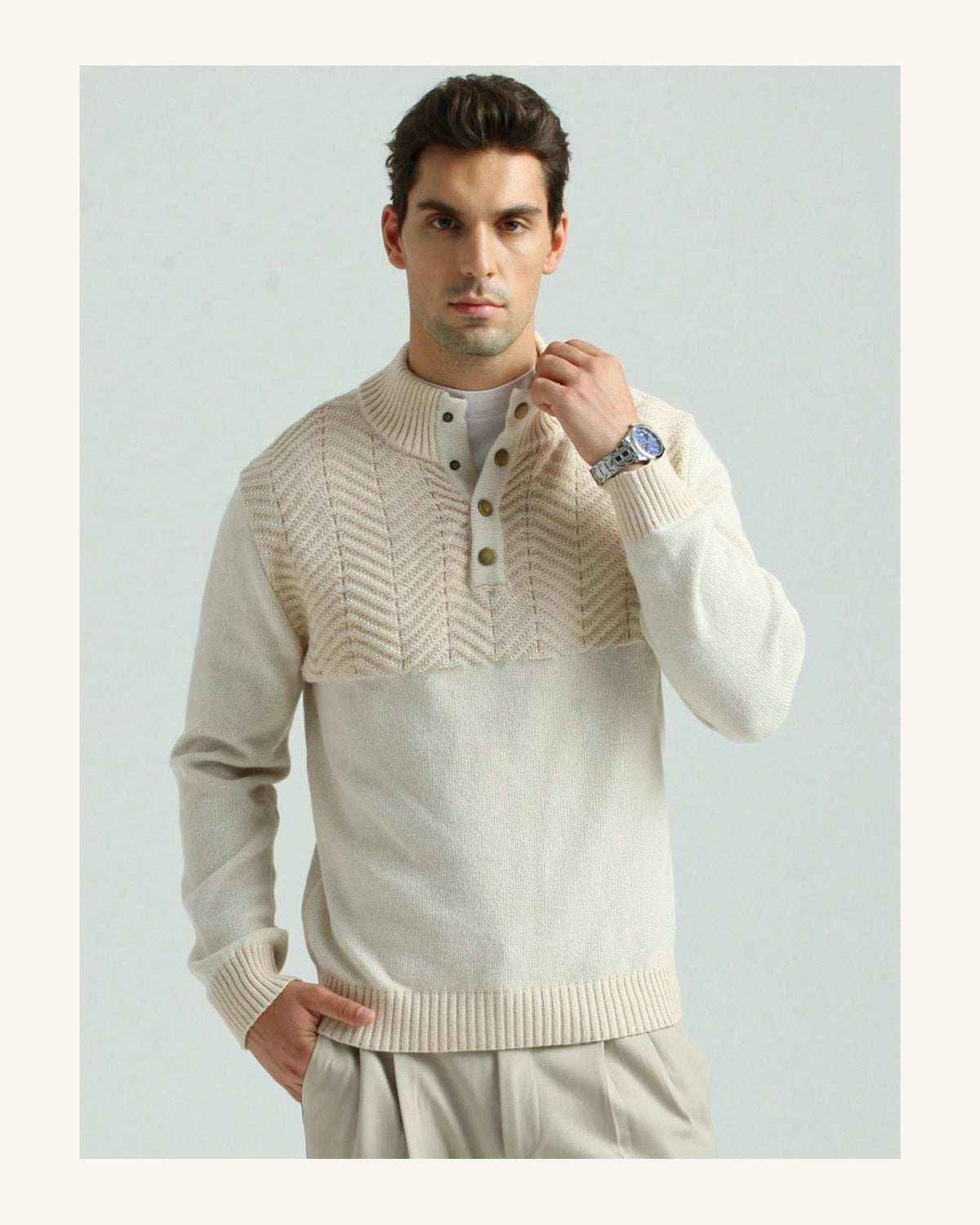 Men's Long Sleeve Jumper in Apricot - original-tratada