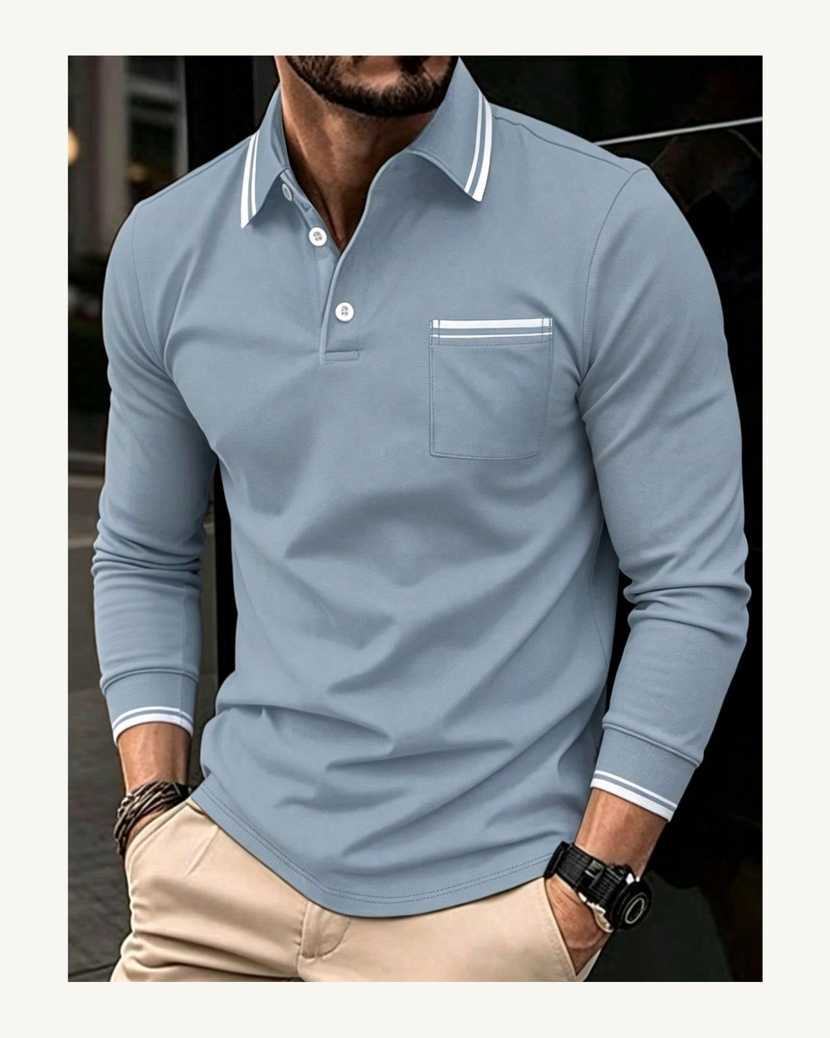 Men's Polo Shirt in Dusty Blue - original-tratada