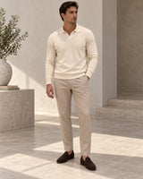Men's Long Sleeve Polo Shirt in Apricot - look-completo