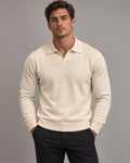 Men's Long Sleeve Polo Shirt in Apricot - principal
