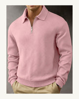 Men's Long Sleeve Polo Shirt in Baby Pink - original-tratada
