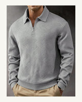 Men's Long Sleeve Polo Shirt in Grey - original-tratada