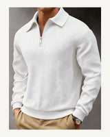 Men's Long Sleeve Polo Shirt in White - original-tratada