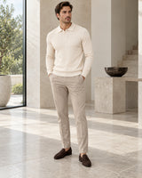 Men's Long Sleeve Polo Shirt in Apricot - look-completo