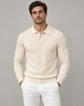Men's Long Sleeve Polo Shirt in Apricot - principal