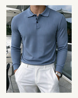Men's Long Sleeve Polo Shirt in Baby Blue - original-tratada
