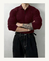 Men's Long Sleeve Polo Shirt in Burgundy - original-tratada