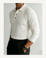 Men's Long Sleeve Polo Shirt in White - original-tratada