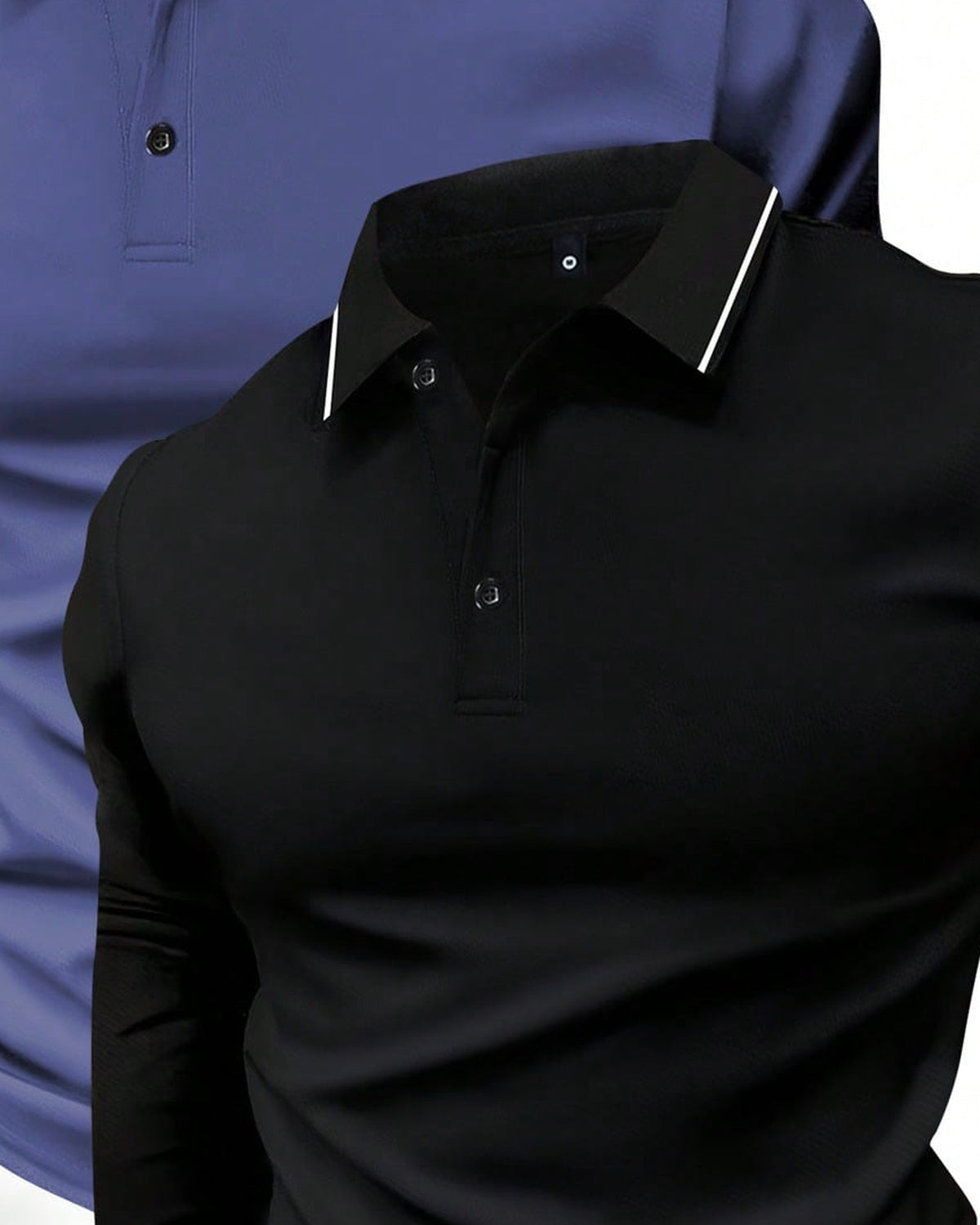 Men's Long Sleeve Polo Shirt in Multicolor - detalhe