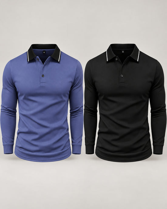Men's Long Sleeve Polo Shirt in Multicolor - principal