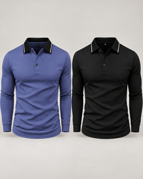 Men's Long Sleeve Polo Shirt in Multicolor - principal
