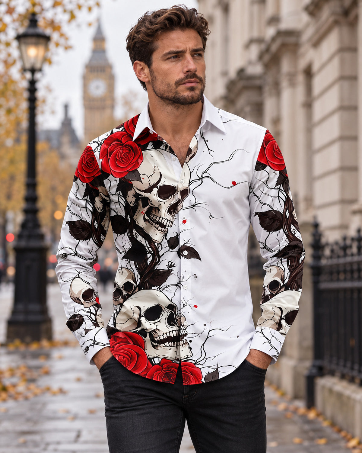 Men's Long Sleeve Shirt in Multicolor - editorial