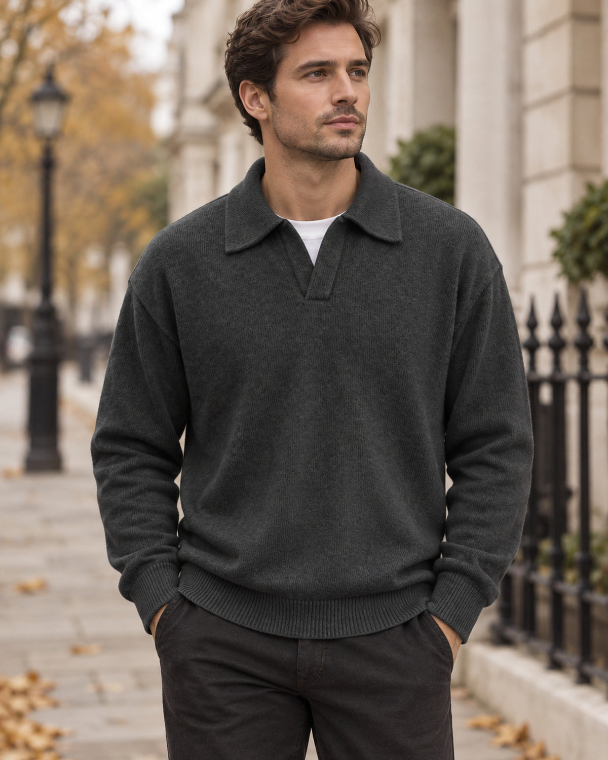 Men's Polo Shirt in Black - editorial